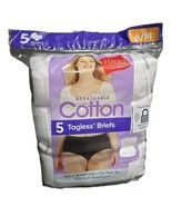 5 Pairs Hanes Briefs Women&#39;s Size 6/M Hip 38-39&quot; All White Cotton Tagles... - $6.79