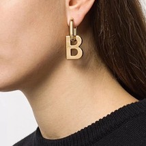 Flashbuy Fashion Gold Color Metal Letter B Earrings Bracelets for Women Thick Li - £18.14 GBP