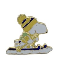 PEANUTS Snoopy skier enamel metal pin - ski resort sports lapel hat safe... - £7.46 GBP