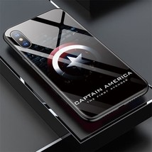 Marvel Captain America Theme Tempered Glass Case Apple iPhone 12 11 X XS XR 8 7 - £17.29 GBP