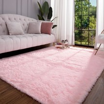 Keeko Premium Fluffy Pink Area Rug Cute Shag Carpet, Extra, 4 X 5 Point 3 Ft.. - £26.30 GBP