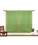 Green Color Floral Printed Cotton Boho Curtains Perfect for Bedroom Living room - $28.85 - $33.69