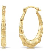 14K yellow gold oval hoop earrings for women 15x18mm - €199,73 EUR