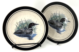 Folkcraft Stoneware Scotty Z 8.5&quot; Salad Plates Loon Lake Birds Ducks Lot of 2 EU - £25.89 GBP