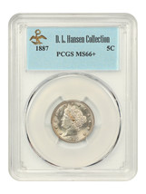 1887 5c PCGS MS66+ ex: D.L. Hansen - £4,261.66 GBP