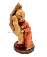 Jesus Hand Holding A Young Child Resin Clay Material Rare 7” Tall Vintage - $18.95