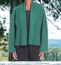 $278 NWT Eileen Fisher Boiled Wool Cardigan Small 6 8 Green + Pin Kimono - £150.03 GBP