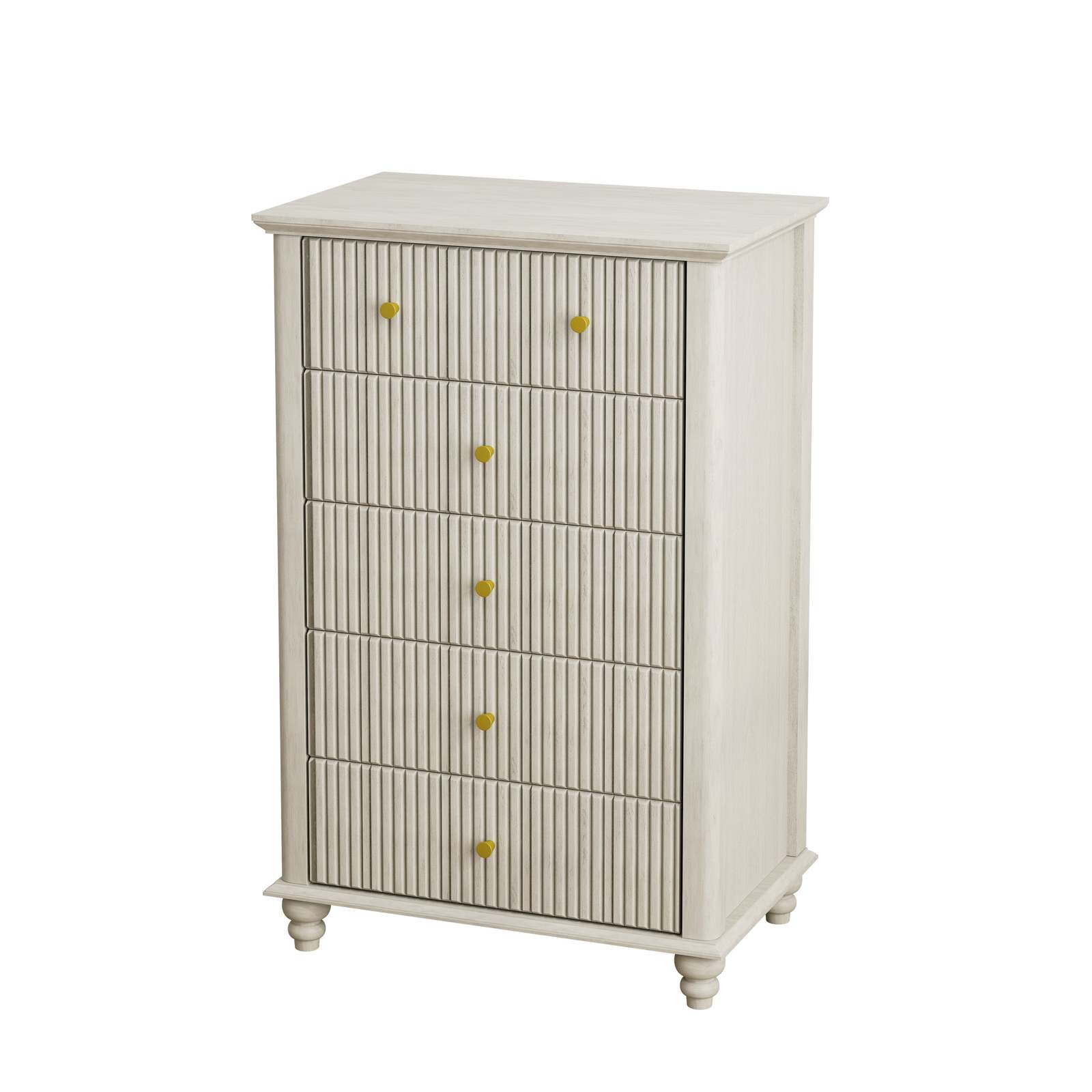 Beige Fluted 5-Drawer Dresser: Modern 45" Tall Chest of Drawers Item image 10
