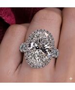 Lab Grown 8 CT Oval Cut F VS1 Diamond Halo Wide Band Statement Engagemen... - $5,600.00
