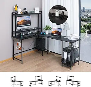 L Shaped Computer Desk With Power Outlets And Usb Ports, Reversible L-Sh... - $370.99