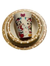 Disney Mickey And Minnie Mouse Christmas Themed Cup Plate Bowl Set Melamine - $17.72