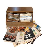 VTG Wood 2 Drawer Recipe Box Card Holder Wooden Stenciled  FULL + Folder... - $1,176.76 MXN