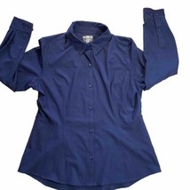 Reel Legends Shirt Womens Large Blue Button Up Vented Fishing Top Side Z... - £10.86 GBP