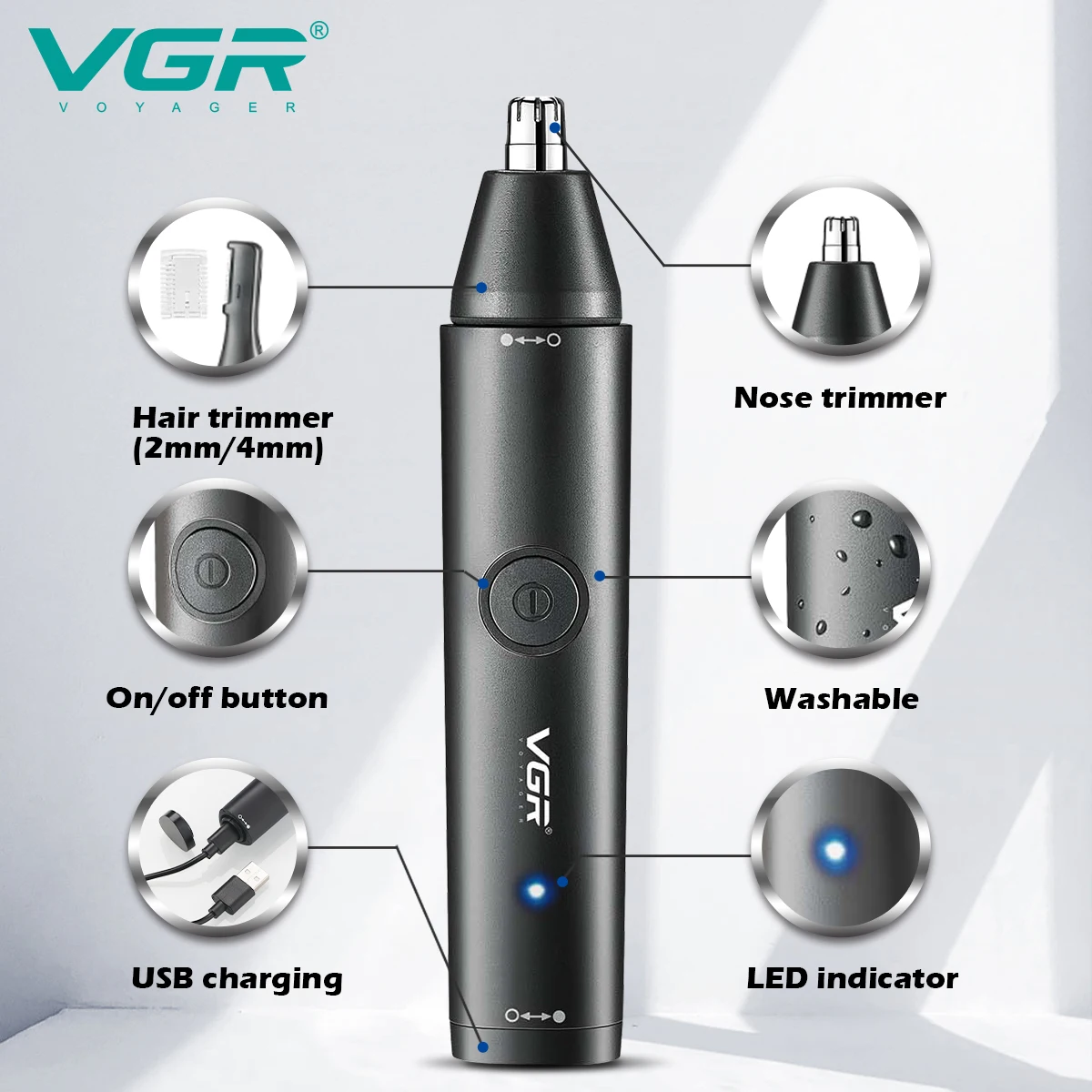 House Home VGR Professional Nose Hair Trimmer Mini Hair Trimmer Electric Nose Tr - £35.38 GBP