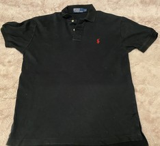 Ralph Lauren Polo Shirt Adult Small Black Red Pony Cotton Casual Rugby M... - $17.75