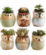Owl Pot Ceramic Flowing Glaze Base Serial Set Succulent Plant Pot Cactus... - $31.23