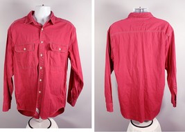 Levi&#39;s Button Front Shirt Mens Large Cotton Dark Pink Pockets Red Tab Cowboy - £26.07 GBP