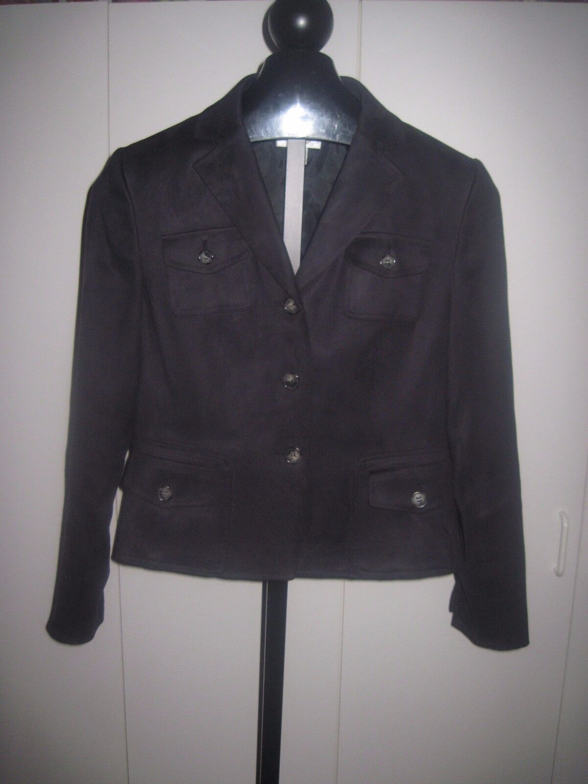 TALBOTS LADIES BLACK 100% POLYESTER BLAZER-4-MOLESKIN FEEL-BARELY WORN-C... - $8.59