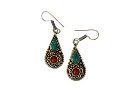 Boho Ethnic Earrings, Tribal Tibetan Earrings, Delicate Drop Earrings - £11.19 GBP