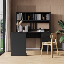 Home Office Computer Desk with Hutch, Antiqued Black finish - £332.46 GBP