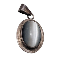 Vintage Sterling Silver 925 Mexico Cats Eye Modernist Pendant - £23.71 GBP