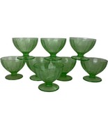 8 Jeanette Glass Uranium Green Floral Poinsettia Sherbet Bowls Depressio... - £66.10 GBP