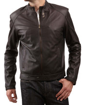 Mens Leather Jacket Stylish Genuine Lambskin Motorcycle Bomber Biker Jackets-096 - $117.50