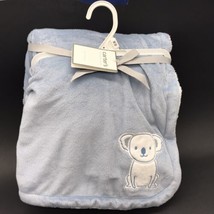 Carter&#39;s Koala Baby Blanket Embroidered Blue Velour Plush - £47.95 GBP