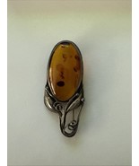 Antique Sterling Silver Egyptian Russian? Honey Natural Amber Flower Bro... - €64,37 EUR