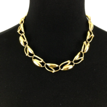 CROWN TRIFARI vintage gold-tone choker necklace - chunky oval link Art Nouveau - £47.21 GBP
