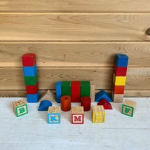 Lot of 26 Vintage Wooden Blocks Toys - £15.61 GBP