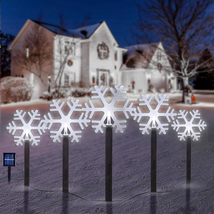 BRIGHTDECK Snowflake Solar Christmas Decorations 0Utdoor, 5 Pack LED Chr... - $37.31