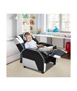 Youth Kids Gaming Sofa Recliner w/ Headrest &amp; Footrest White and Black C... - $177.07
