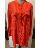 Woman Within Cotton Red Long Sleeve Blouse Woman&#39;s Plus Size 1X - £9.39 GBP