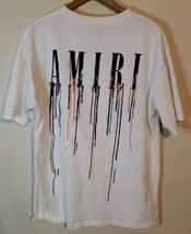 Amiri Paint Dripping TShirt White Black logo Size LARGE artsy  - $56.09