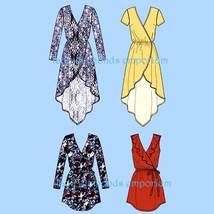 Mock Wrap Tunics Short or Long Sleeve Shaped Hem Mini Dress Womens sz 14 16 18 2 - £11.03 GBP