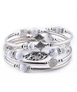 Ethnic Style Flower Natural Stone Handmade Bangle Natural White - $16.81 CAD Ethnic Style Flower Natural Stone Handmade Bangle Natural White - $16.81 CAD