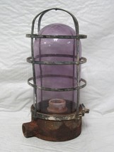 Vintage Crouse-Hinds Cage Sun Purple Glass Signal Light Fixture Explosiv... - $148.49