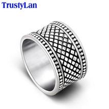 TrustyLan Super 13MM Wide Cool Man Ring Male Stainless Steel Mens Rings Big Size - £11.51 GBP