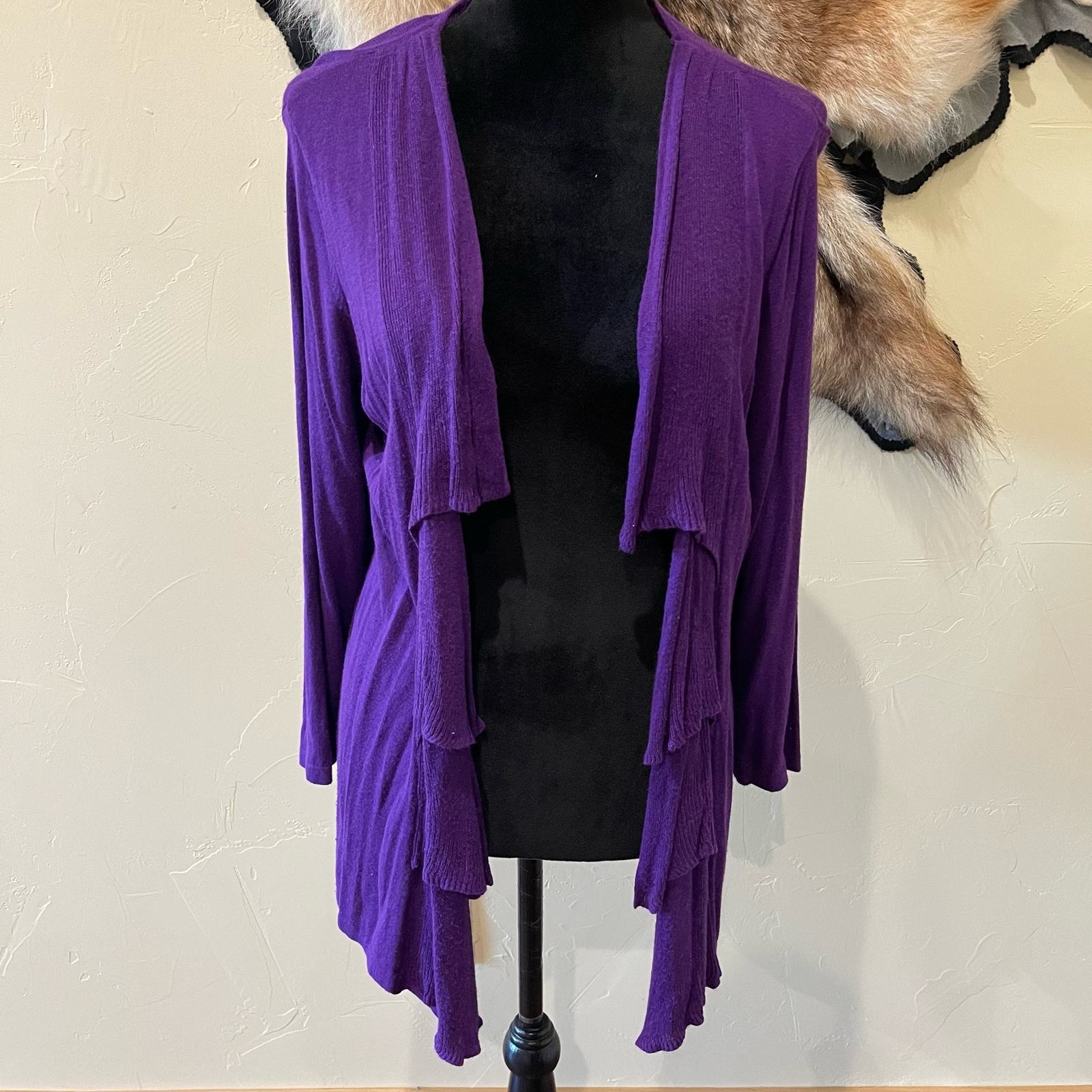 Primary image for Chico’s Purple Waterfall Open Front Cardigan