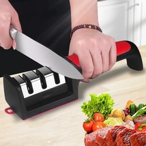 4-in-1 Knife Sharpener Stainless Steel (Two Gift Items Included!) - £5.49 GBP