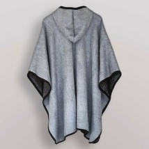 LIGHT BABY ALPACA WOOL HOODED OPEN PONCHO CAPE WRAP SHAWL UNISEX HANDMADE - £56.79 GBP