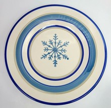 Royal Norfolk Winter Frost 11&quot; Blue &amp; White Stripe Snowflake Dinner Plate - £7.75 GBP