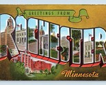 Grande Lettera Greetings From Rochester Minnesota Mn Lino Cartolina N7 - $5.08