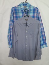2 Peter Millar Long Sleeve Button Up Summer Shirts Mens Sz M Blue Plaid Solid - £35.99 GBP