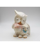 Vintage ceramic pearlescent mother &amp; child owl figurine - $14.99