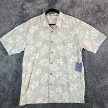 Honolua Hawaiian Shirt Mens XL Grey Pineapples Floral Beach Tropical Lig... - $27.73