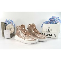 Balmain Rose Gold B-Ball High Top Leather Sneakers 38 NIB - £469.38 GBP