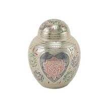 Small Lotus Heart Brass Pet Funeral Cremation Urn for Ashes, 40 Cubic Inches - £79.18 GBP