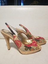 Steve Madden Tiki Platform Wicker Stiletto Heels Hawaiian Pinup VLV Sand... - $42.00